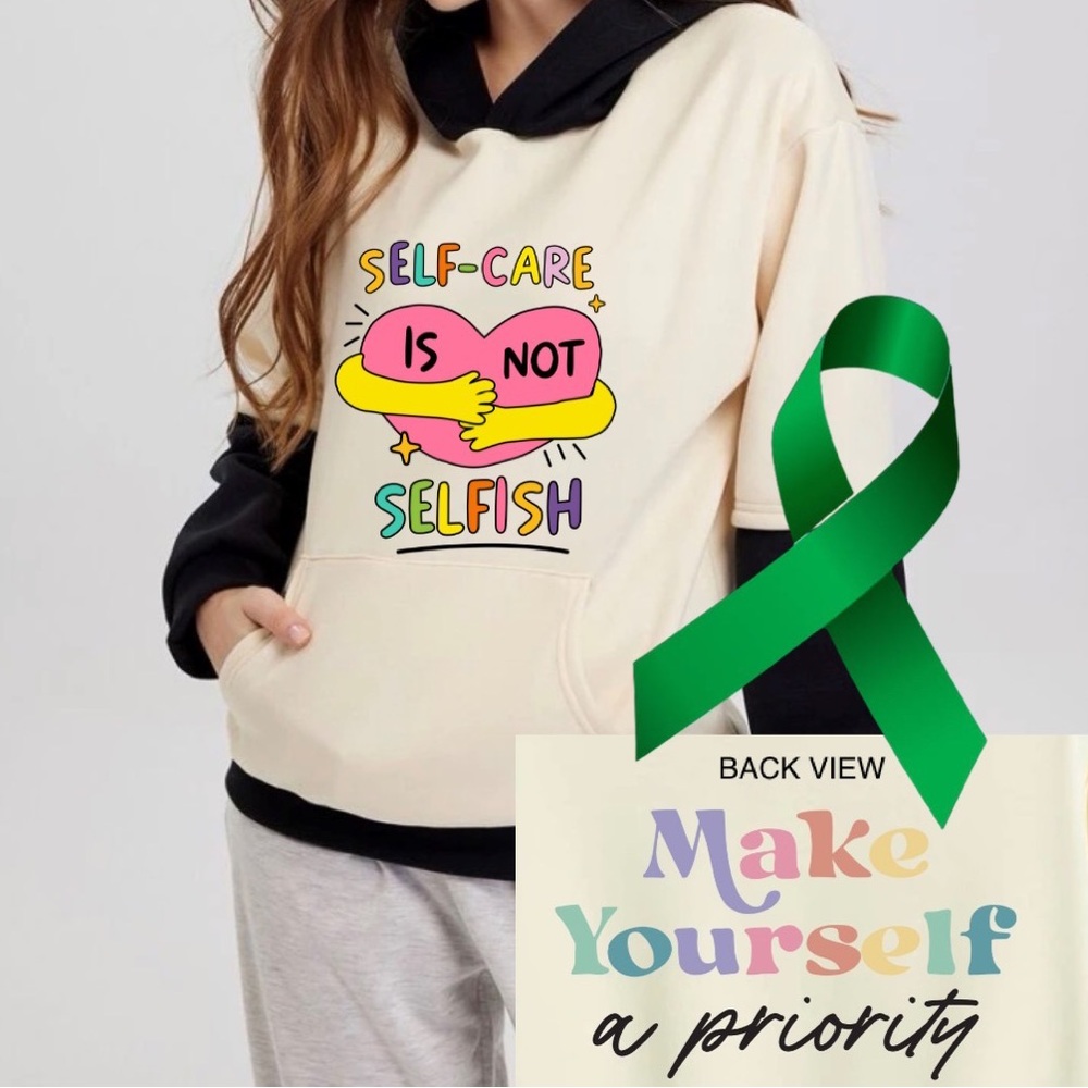 Self Care Mental Health graphic oversized pullover hoodie sweatshirt size large